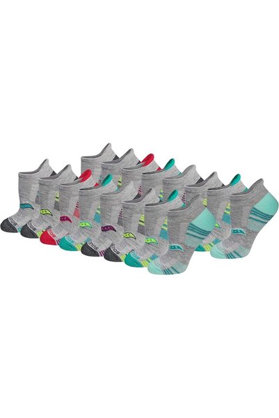 SAUCONY Women's Multipack Performance Heel Tab Athletic Socks (Pack of 16)
