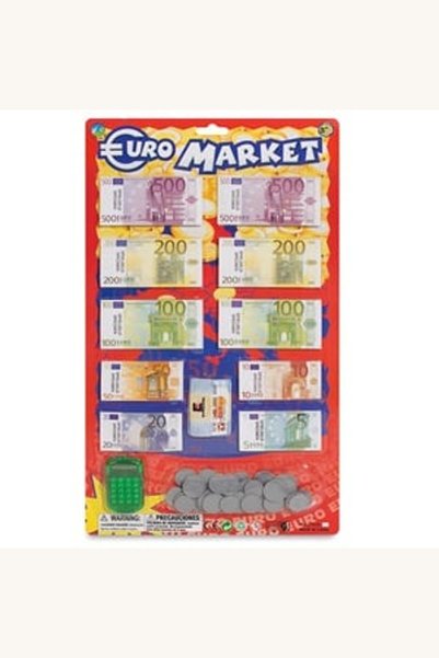 Comerivo Bancnote si monezi Euro de jucarie cu calculator verde pentru copii
