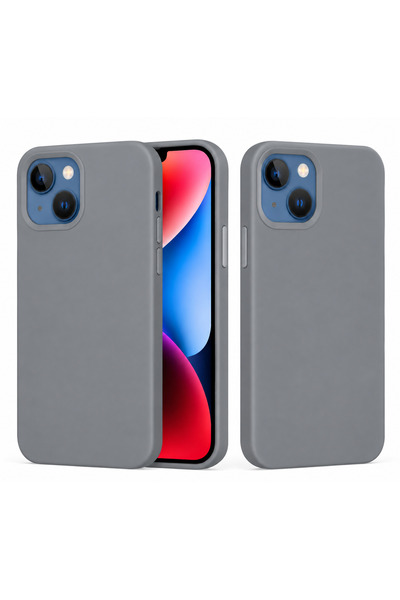 EDELFU Compatible with iPhone 15 Plus and 14 Plus - Plain Gray Color Silicone...