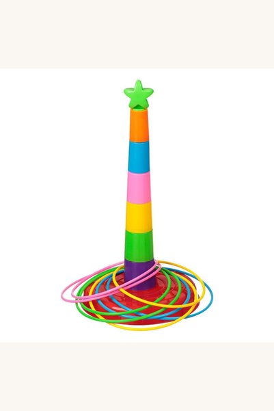 Comerivo Turn de Indemanare cu 8 Inele Colorate - Joc Distractiv pentru Copii