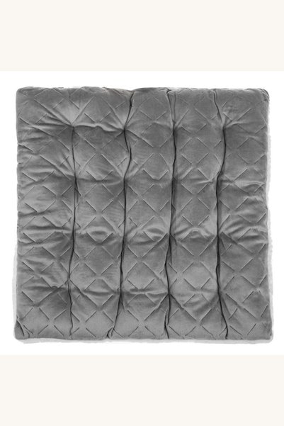Comerivo Pernă decorativă de iarnă pentru scaun, velvet gri matlasat cu sherp...