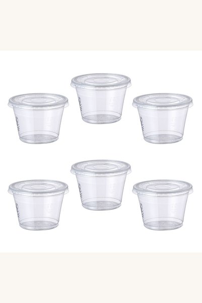 Comerivo Set 20 boluri plastic transparente cu capac pentru sosuri si deserturi