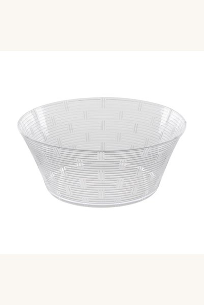 Comerivo Bol plastic transparent cu dungi pentru salata si aperitive, 1.55L