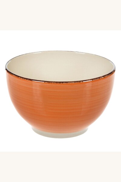 Comerivo Bol din ceramica pentru servit, portocaliu cu dungi, 850ml