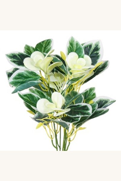 Comerivo Flori artificiale albe si verzi, buchet decorativ 34cm pentru casa