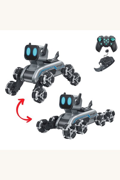 Comerivo Robot Caine cu 8 Roti, Telecomanda si Bratara de Miscare - Lumini & ...