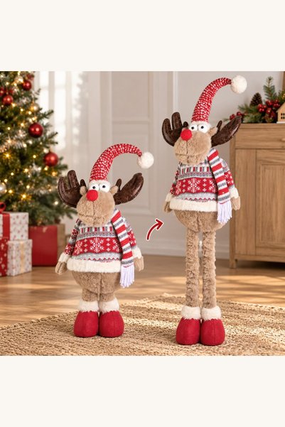 Comerivo Ren decorativ cu picioare ajustabile si costum jacquard, inaltime 71...