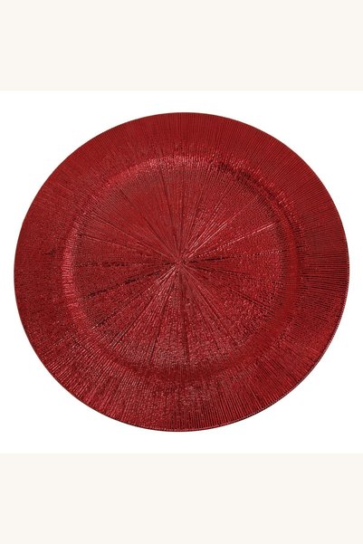 Comerivo Platou decorativ rotund rosu cu model, diametru 33cm