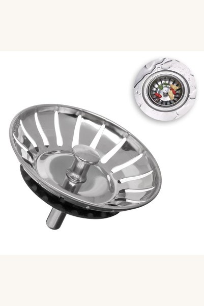 Comerivo Grila de scurgere inox cu suport pentru chiuveta, diametru 7.8cm