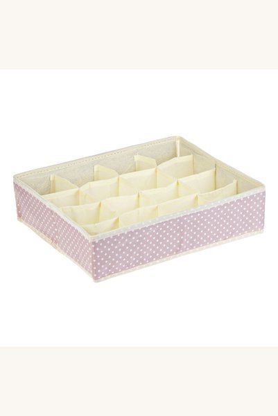 Comerivo Organizator pentru sertar cu 16 compartimente, roz cu buline, 35x30cm