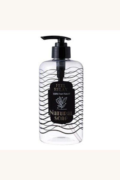 Comerivo Dozator sapun lichid 500ml plastic transparent cu dungi negre