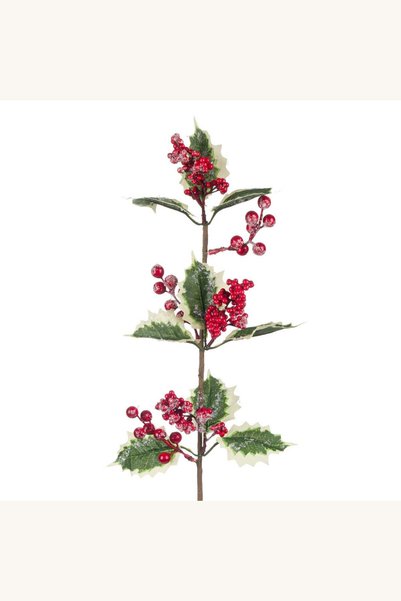 Comerivo Creanga Craciun cu Fructe Rosii si Vascul Inclus - 65cm, Efecte de Nea