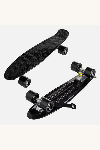 Comerivo Pennyboard din aluminiu negru cu mâner, bază antiderapantă, 56x14 cm