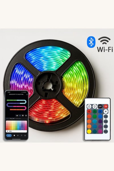 Comerivo Bandă LED autocolantă smart, RGBW+albă, cu WiFi și telecomandă, 12W,...