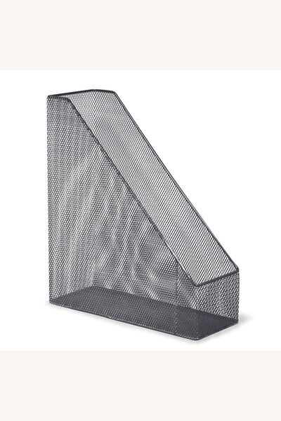 Comerivo Raft metalic pentru reviste si documente, design argintiu, 26.5x9x30 cm