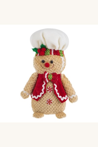 Comerivo Om de turta dulce cofetar 25cm cu vesta rosie - Figurina textila de ...