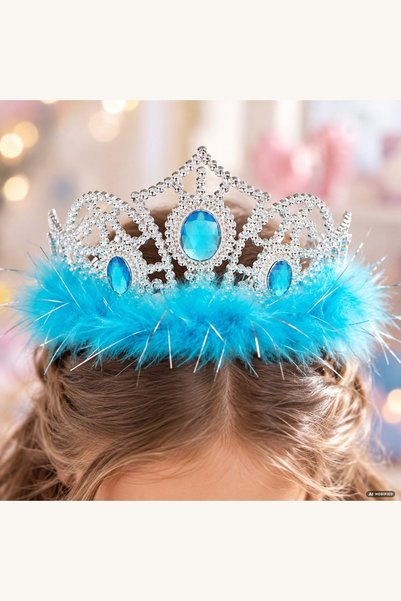 Comerivo Tiara eleganta argintie cu pietre bleu - accesoriu deghizare fetite