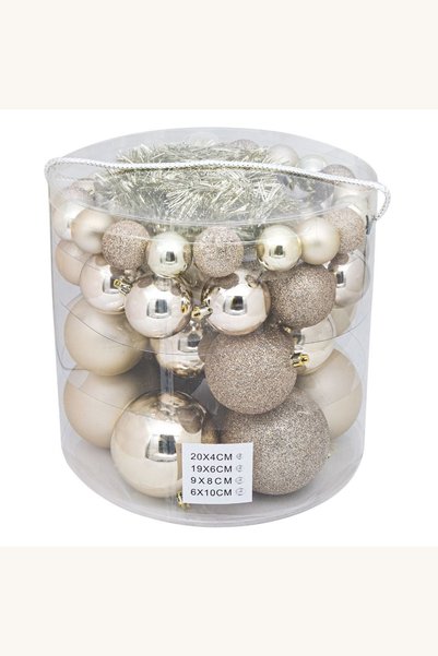 Comerivo Globuri Craciun bej mat si stralucitoare cu glitter, 54 bucati, 4-6-...