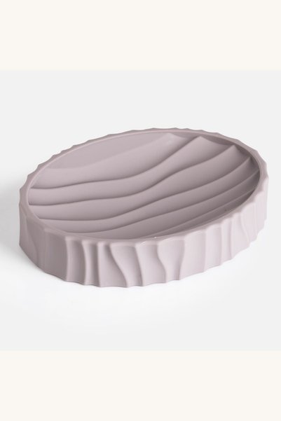 Comerivo Suport pentru sapun ovala taupe cu design waves 13x10cm