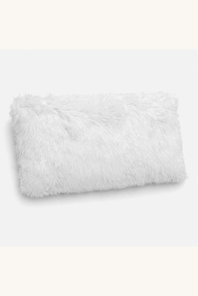 Comerivo Perna decorativa shaggy alba cu fire lungi 60x30cm pentru canapea