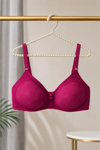 Hepsi Moda Lace Unpadded Gathering Bra - 303 - Fuchsia
