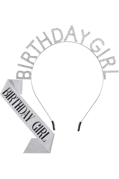 GENERAL شريط راس بتصميم تاج بعبارة «Happy Birthday Princess» مع تصميم مرصع با...