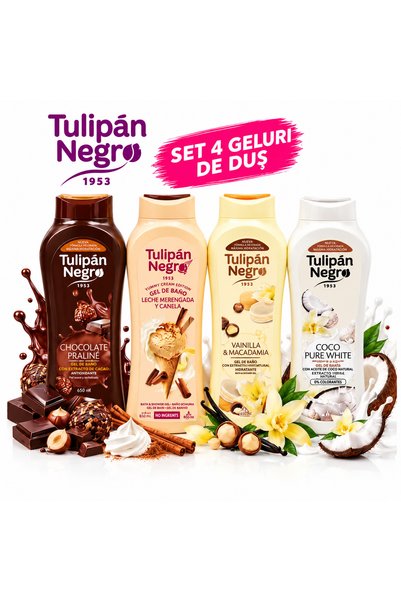 Tulipan Negro Set 4 Geluri de Duș Tulipán Negro – 4×650 ml