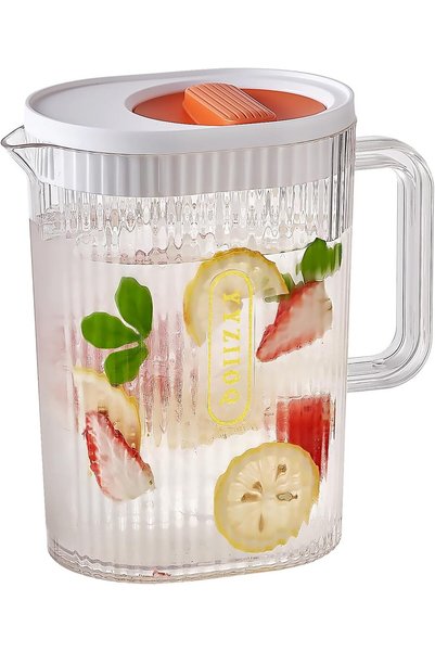 Arabest 1.8 Litre Plastic Pitcher with Lid, BPA-FREE, 60oz Hot/Cold Carafe, S...