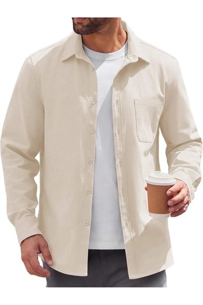 COOFANDY Mens Lightweight Button Down Shirt Jacket Casual Shacket Overshirt