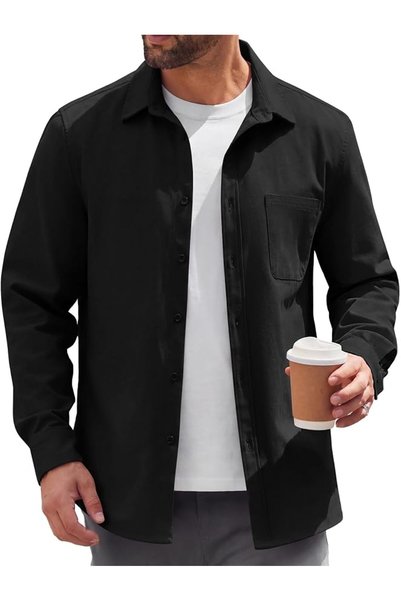 COOFANDY Mens Lightweight Button Down Shirt Jacket Casual Shacket Overshirt