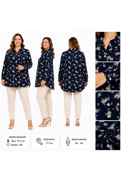 BİrHoşButik قميص مقاس كبير مقاوم للعرق، مزين بأزرار، بأكمام طويلة، مزين برباط...