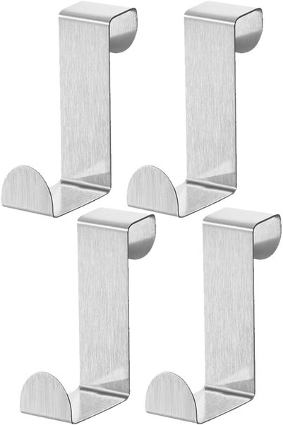 ASKIND Pack of 4 Stainless Steel Reversible Over Door Cabinet Drawer Hooks Of...