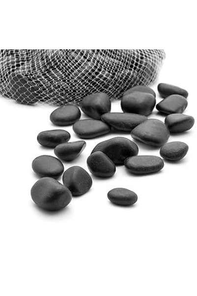 Goishtrie أحجار زخرفية سوداء متوسطة الحجم، حصى ناعم ومصقول لأحواض السمك وتنسي...