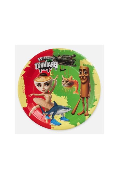 OEM Farfurii din Hartie Colorate Brainrot pentru Petrecere Ø18cm - 6buc