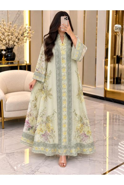 Generic Brand Very Classy Jalabiya, Chiffon Fabric with Embroidery on the Che...
