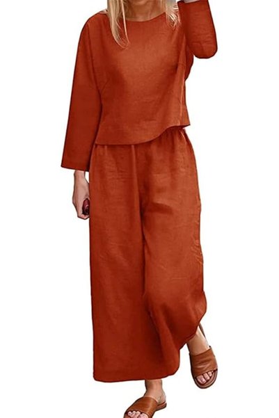 Housedec House Suit Women Cotton Linen Elegant Clothing Set Women Two-piece S...
