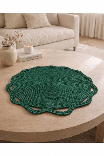 Naspar Green Color Multi-Purpose Modern Tablecloth / Living Room Coffee Table Cover / Kitchen Cover (50 cm)