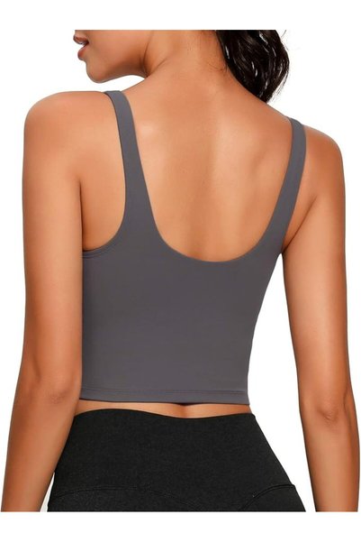 GENERAL Lemedy Women Sports Bra Longline Crop Tank Top Padded Workout Running...