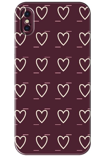 Zebana iPhone XS Line Heart Burgundy (Burgundy)