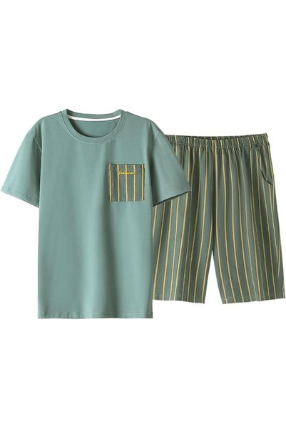 MOTIM 2-Piece Pajama Set Men's Modal Short-Sleeved T-Shirt Short Pants Sets G...