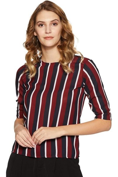 KRAVE Women's Wine And Navy Top