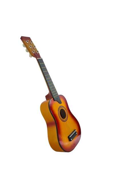SDX Market Chitară de lemn pentru copii, dimensiune 65 cm, culoare portocalie