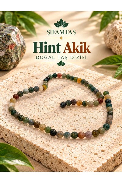 ŞİFAMTAŞ Indian Agate Natural Stone Strand (6 mm)