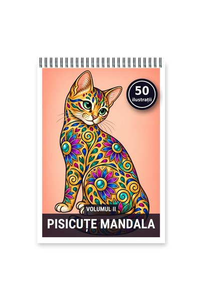 Legendary Gifts Carte de colorat, 50 de ilustrații Pisicute Mandala - Volumul...