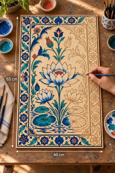 TOTTERİQ Nilüfer Çiçeği Ahşap Boyama Tablosu Kendin Yap Hobi Dekor Seti 40x65...