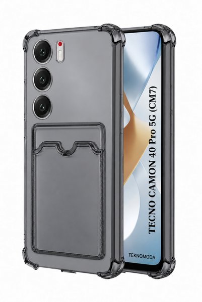 TEKNOMODA Tecno Camon 40 PRO Kılıf Kartlıklı Anti Şok Korumalı Şeffaf Silikon...