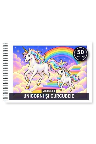 Legendary Gifts Carte de colorat, 50 de ilustrații Unicorni si curcubeie - Vo...