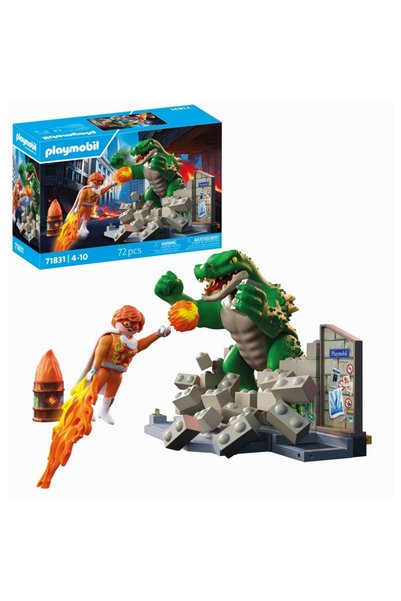Playmobil - Jucarie de rol Lupta eroului cu soparla uriasa