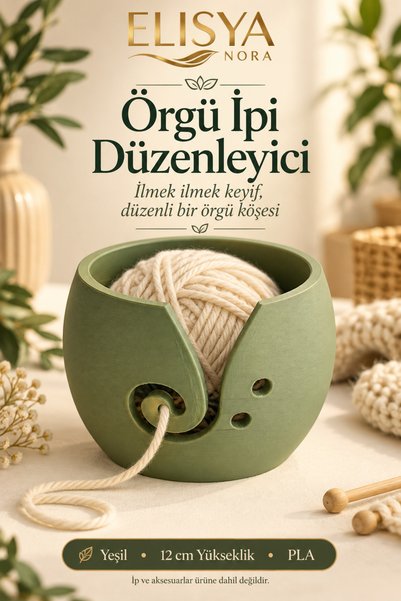 Elisya Nora Örgü İpi Düzenleyici Yumak Tutucu Örgü Kasesi 12 cm