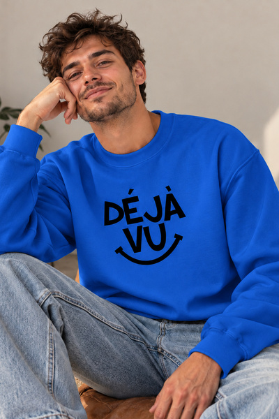 ArtYus سويت شيرت Deja Vu مطبوع عليه تفاصيل ابتسامة، مقاس كبير للجنسين - سويت ...